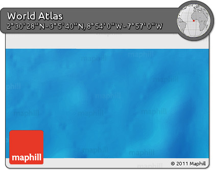 Physical 3D Map of the Area around 2° 48' 4" N, 8° 25' 30" W