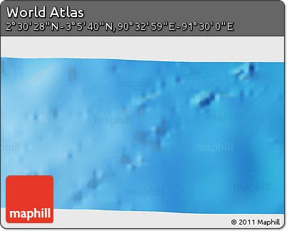 Shaded Relief 3D Map of the Area around 2° 48' 4" N, 91° 1' 30" E