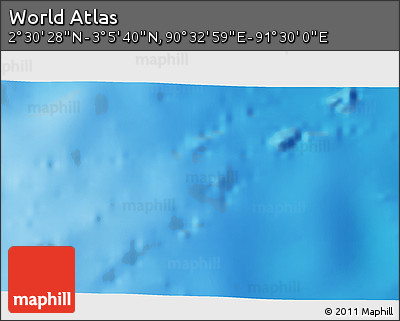 Shaded Relief 3D Map of the Area around 2° 48' 4" N, 91° 1' 30" E