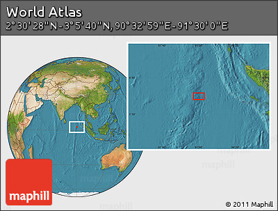 Satellite Location Map of the Area around 2° 48' 4" N, 91° 1' 30" E