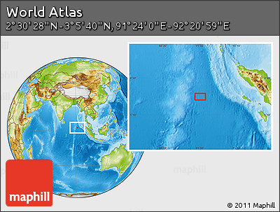 Physical Location Map of the Area around 2° 48' 4" N, 91° 52' 30" E