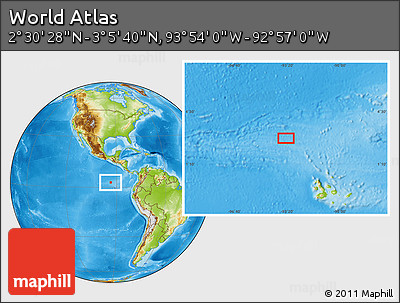 Physical Location Map of the Area around 2° 48' 4" N, 93° 25' 30" W