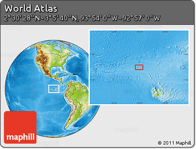 Physical Location Map of the Area around 2° 48' 4" N, 93° 25' 30" W
