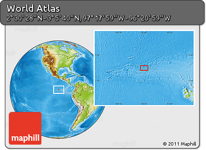Physical Location Map of the Area around 2° 48' 4" N, 96° 49' 29" W