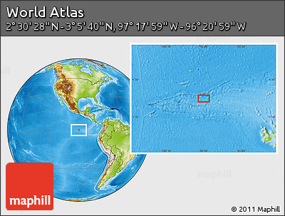 Physical Location Map of the Area around 2° 48' 4" N, 96° 49' 29" W