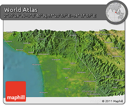 Satellite 3D Map of the Area around 2° 48' 4" N, 97° 49' 29" E