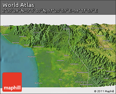 Satellite 3D Map of the Area around 2° 48' 4" N, 97° 49' 29" E