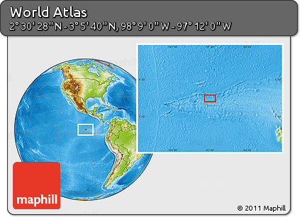 Physical Location Map of the Area around 2° 48' 4" N, 97° 40' 30" W