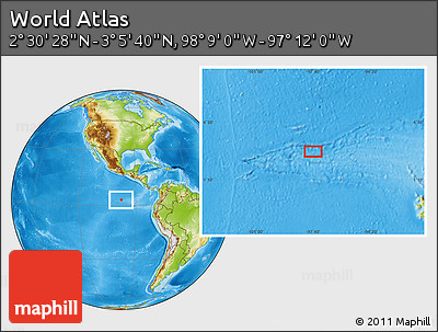 Physical Location Map of the Area around 2° 48' 4" N, 97° 40' 30" W
