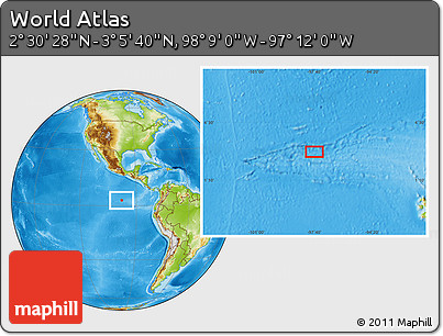 Physical Location Map of the Area around 2° 48' 4" N, 97° 40' 30" W