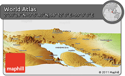 Physical Panoramic Map of the Area around 2° 48' 4" N, 98° 40' 30" E