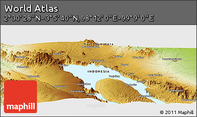 Physical Panoramic Map of the Area around 2° 48' 4" N, 98° 40' 30" E