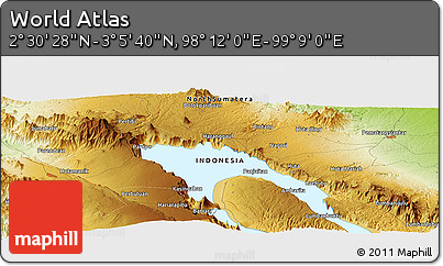 Physical Panoramic Map of the Area around 2° 48' 4" N, 98° 40' 30" E