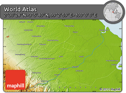 Physical Map of the Area around 2° 48' 4" N, 99° 31' 30" E