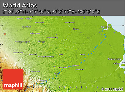 Physical Map of the Area around 2° 48' 4" N, 99° 31' 30" E