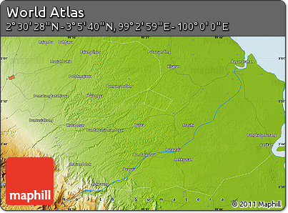 Physical Map of the Area around 2° 48' 4" N, 99° 31' 30" E