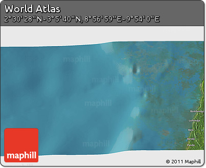 Satellite 3D Map of the Area around 2° 48' 4" N, 9° 25' 30" E