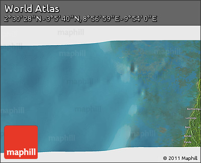 Satellite 3D Map of the Area around 2° 48' 4" N, 9° 25' 30" E