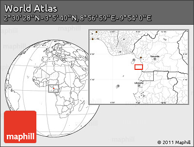 Blank Location Map of the Area around 2° 48' 4" N, 9° 25' 30" E