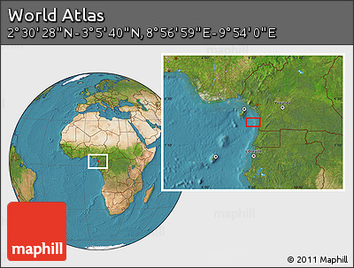Satellite Location Map of the Area around 2° 48' 4" N, 9° 25' 30" E