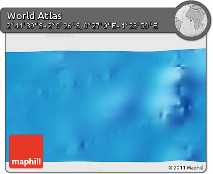 Shaded Relief 3D Map of the Area around 2° 27' 3" S, 0° 55' 29" E