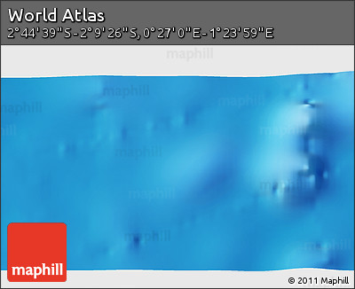 Shaded Relief 3D Map of the Area around 2° 27' 3" S, 0° 55' 29" E