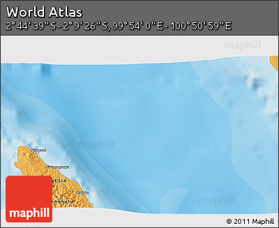 Political 3D Map of the Area around 2° 27' 3" S, 100° 22' 30" E