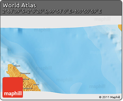 Political 3D Map of the Area around 2° 27' 3" S, 100° 22' 30" E