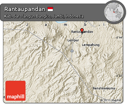 Shaded Relief Map of Rantaupandan