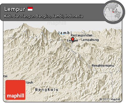Shaded Relief Panoramic Map of Lempur