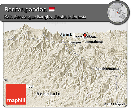 Shaded Relief Panoramic Map of Rantaupandan