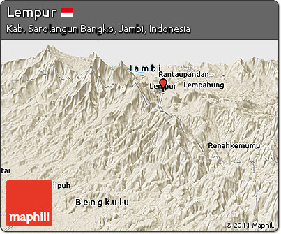 Shaded Relief Panoramic Map of Lempur
