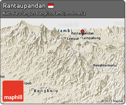Shaded Relief Panoramic Map of Rantaupandan