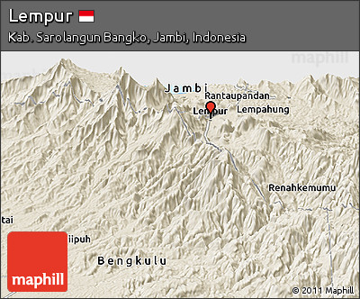 Shaded Relief Panoramic Map of Lempur