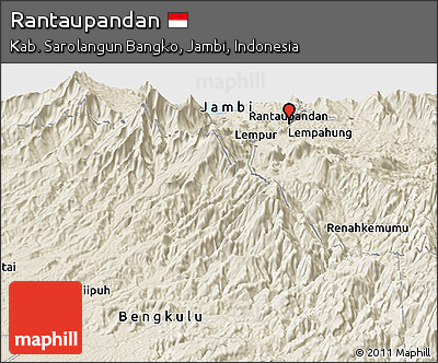 Shaded Relief Panoramic Map of Rantaupandan