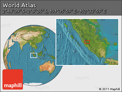 Satellite Location Map of the Area around 2° 27' 3" S, 102° 4' 29" E