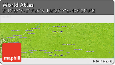 Physical Panoramic Map of the Area around 2° 27' 3" S, 102° 55' 30" E