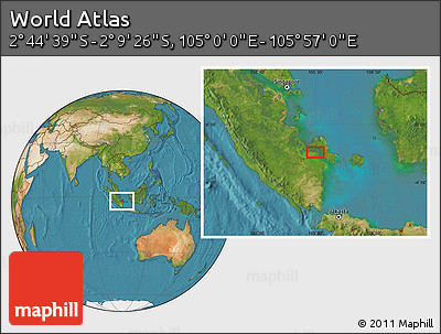 Satellite Location Map of the Area around 2° 27' 3" S, 105° 28' 29" E
