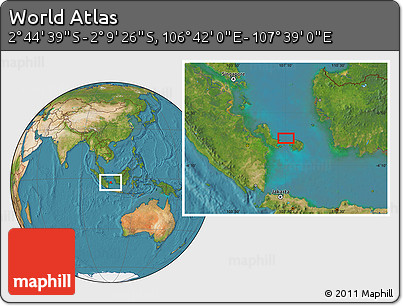 Satellite Location Map of the Area around 2° 27' 3" S, 107° 10' 30" E