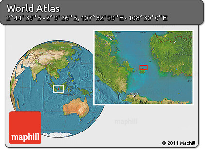 Satellite Location Map of the Area around 2° 27' 3" S, 108° 1' 30" E