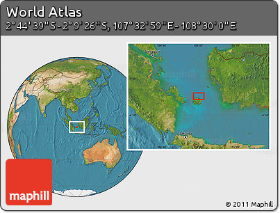 Satellite Location Map of the Area around 2° 27' 3" S, 108° 1' 30" E