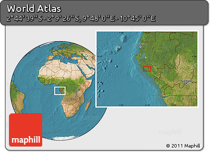 Satellite Location Map of the Area around 2° 27' 3" S, 10° 16' 30" E