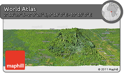 Satellite Panoramic Map of the Area around 2° 27' 3" S, 10° 16' 30" E