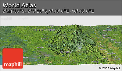Satellite Panoramic Map of the Area around 2° 27' 3" S, 10° 16' 30" E