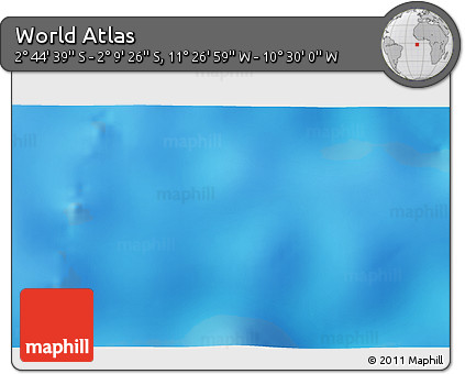 Physical 3D Map of the Area around 2° 27' 3" S, 10° 58' 29" W