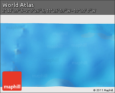 Physical 3D Map of the Area around 2° 27' 3" S, 10° 58' 29" W