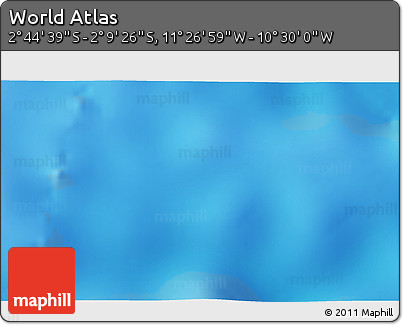 Physical 3D Map of the Area around 2° 27' 3" S, 10° 58' 29" W