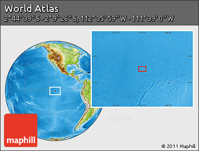 Physical Location Map of the Area around 2° 27' 3" S, 112° 7' 30" W