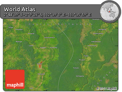 Satellite Map of the Area around 2° 27' 3" S, 113° 7' 30" E
