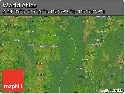 Satellite Map of the Area around 2° 27' 3" S, 113° 7' 30" E